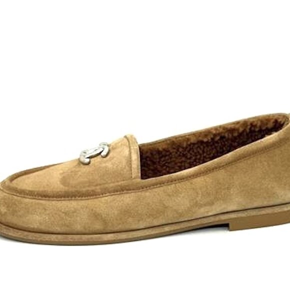 CHANEL REV Shearling Lined Suede Calfskin CC Loafers Moccasins Flat Shoes - Picture 2 of 15